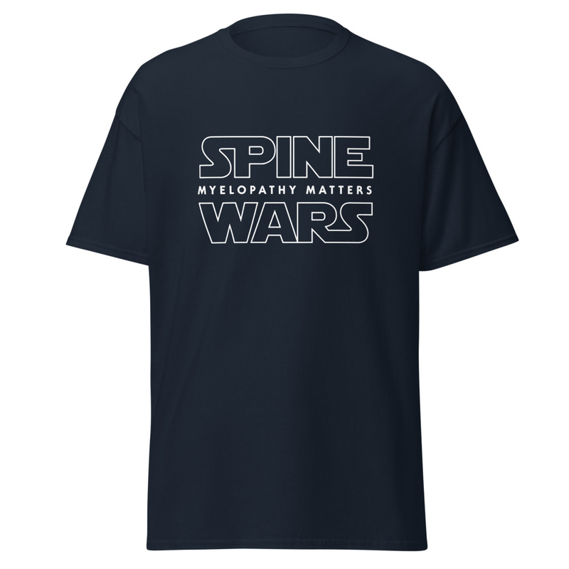 Spine Wars Myelopathy Matters White Pin Print T – XL, Navy