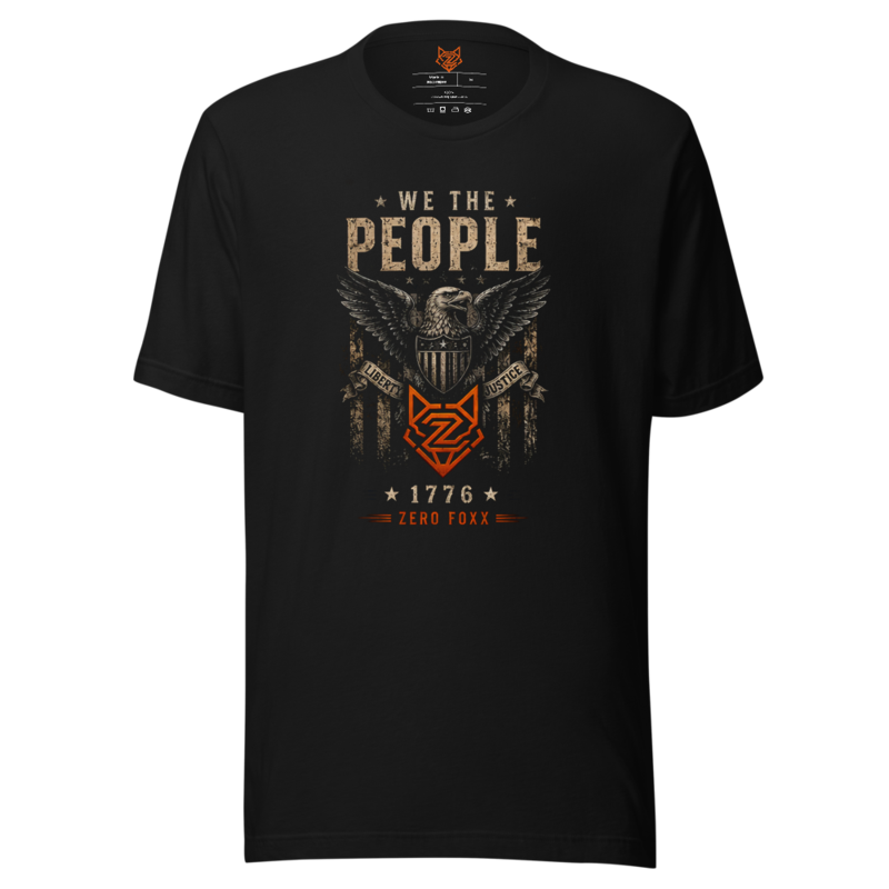 We the People — Liberty & Justice Eagle | Double-Sided Tee — Black / XS