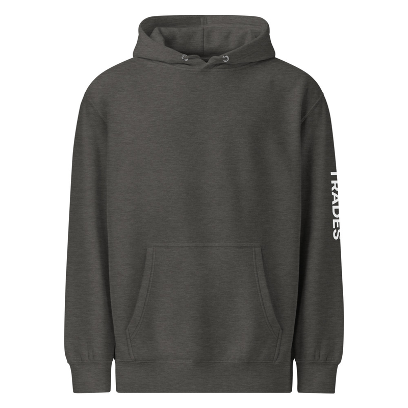 HFTT Unisex premium mid-weight hoodie Back Printed – XL, Charcoal Heather