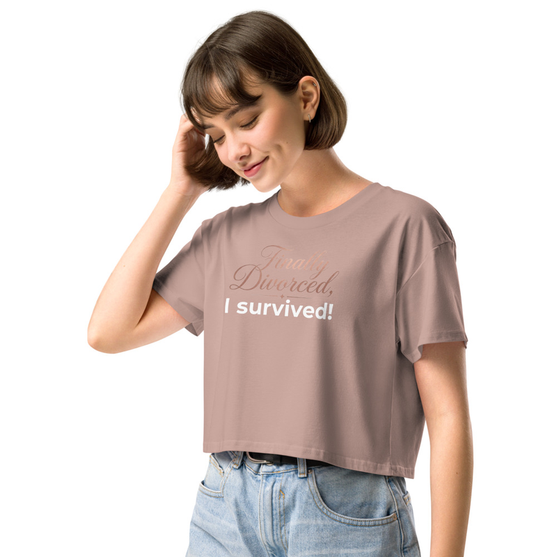 Finally Divorced I Survived Crop Top | Breakup Gift | Soft Cotton  – XS, Hazy Pink