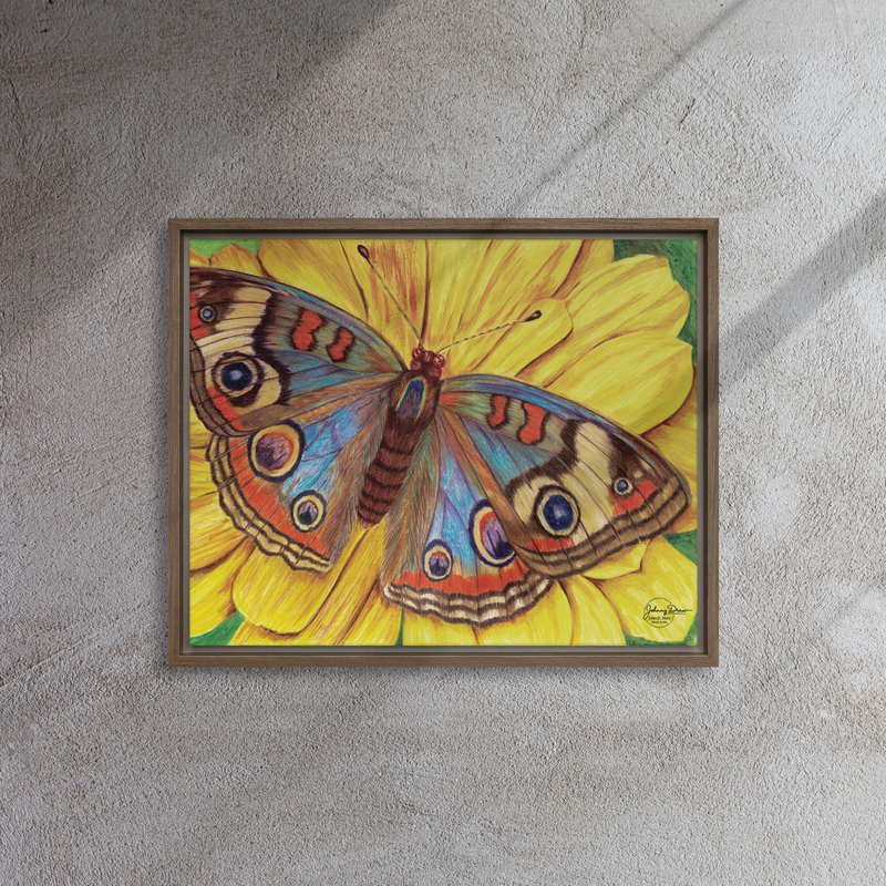 On The Wings of Love Framed canvas – 16″×20″, Brown