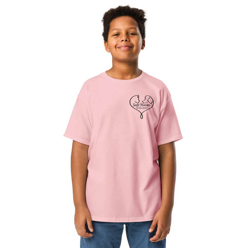 Paw Print Youth T-Shirt Black Logo – XS, Light Pink