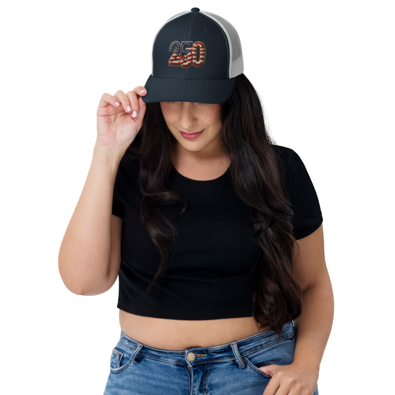 USA 250 | 250 Trucker Cap – One size, Navy/ White