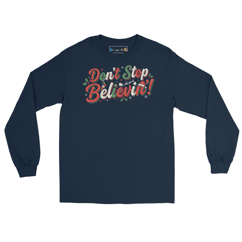 Don't Stop Believin' Unisex Long Sleeve T-shirt – XL, Navy