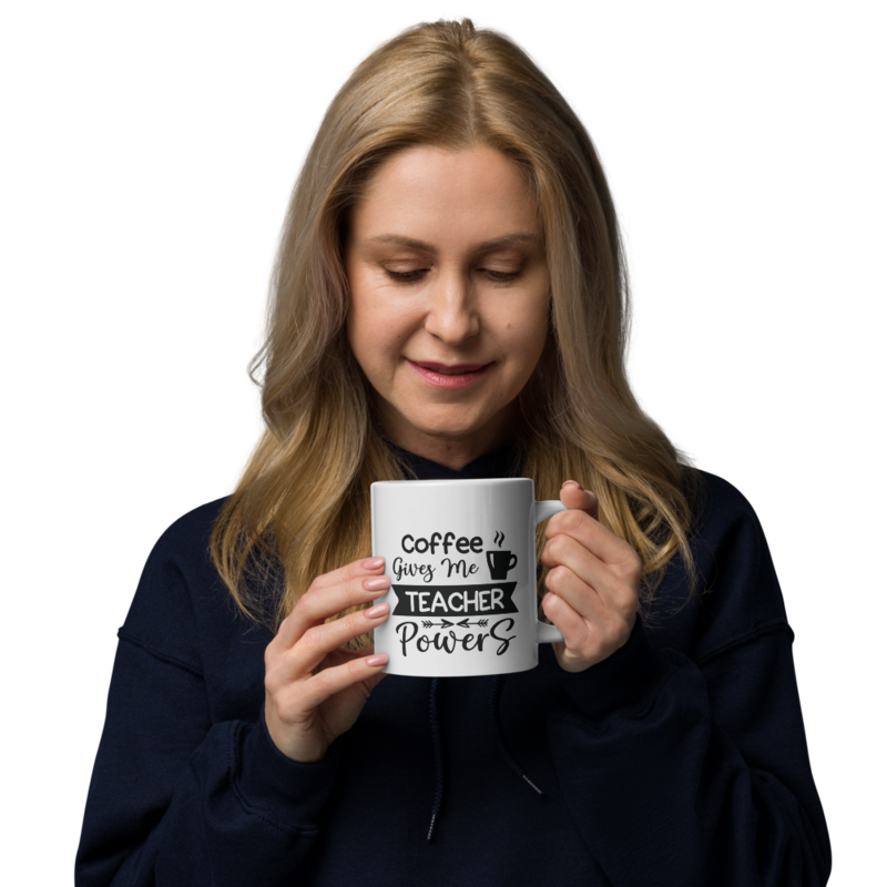 Coffee Gives Me Teacher Powers White glossy mug – 20 oz, White