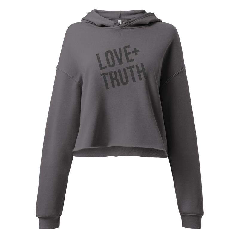 Vintage "Love+Truth" Women's Cropped Hoodie | Dark Grey (Graphite logo)