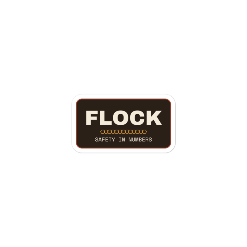 FLOCK Sticker mockup