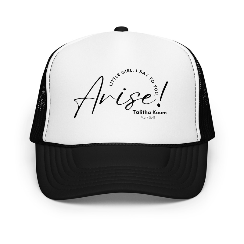 Arise! Trucker Hat – One size, Black / White / Black