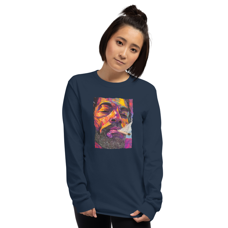 Peace and Love - Unisex Long Sleeve Shirt – S, Navy