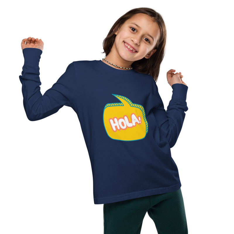 Youth long sleeve tee - Hola! 1 – S, Navy