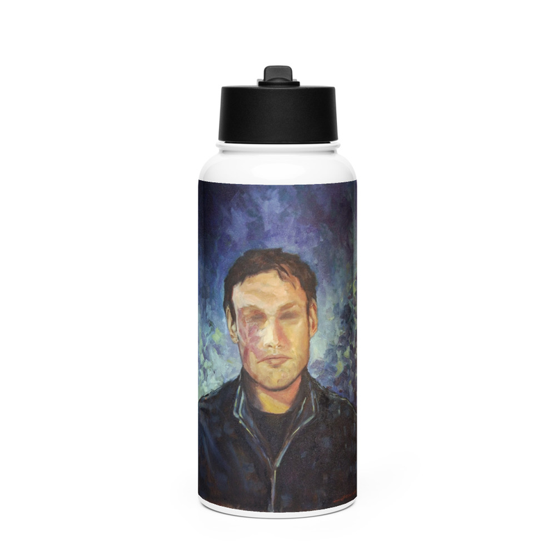 Stainless steel water bottle with a straw lid