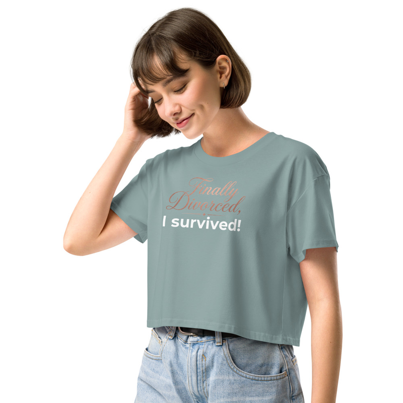 Finally Divorced I Survived Crop Top | Breakup Gift | Soft Cotton  – XS, Mineral