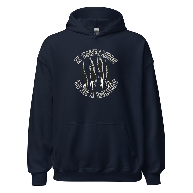 It Takes More to be a Wildcat Unisex Hoodie (black font) – L, Navy