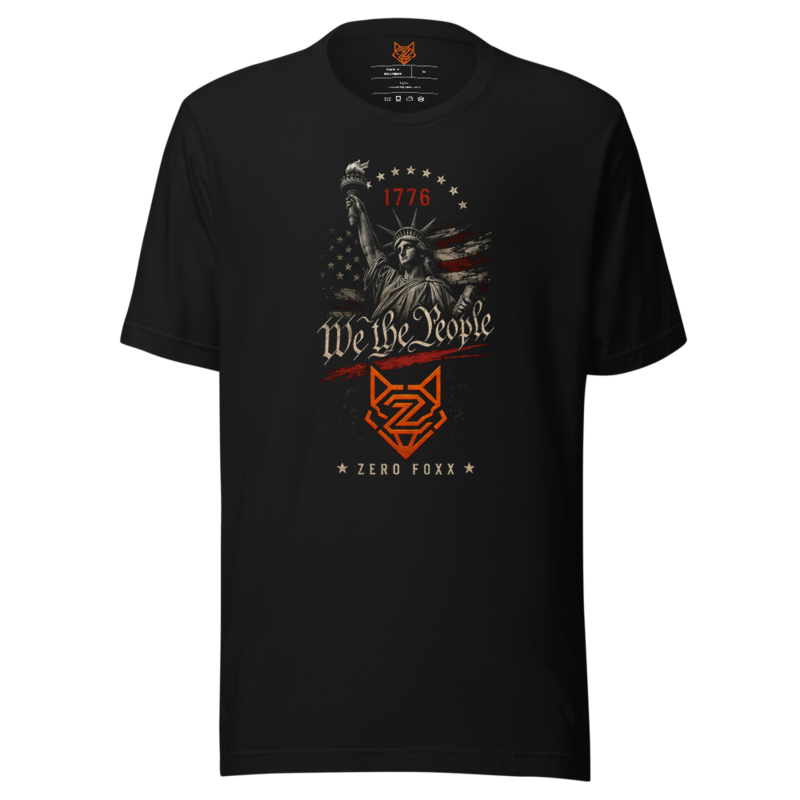 We the People — Lady Liberty | Double-Sided Tee — Black / XS
