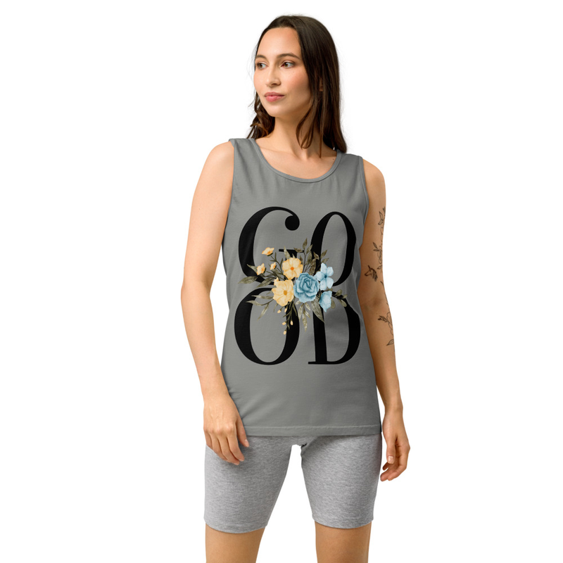 Good Floral Women's Tank Top | Genesis Creation Christian Top – XL, Grey