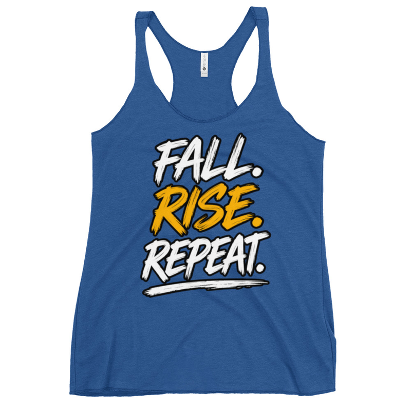 Fall. Rise. Repeat. Racerback Tank – XS, Vintage Royal