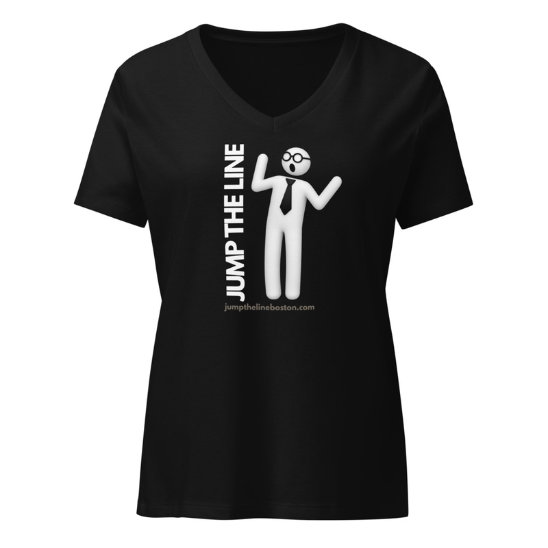 Women’s Relaxed V-neck T-Shirt - Ty w Logo (White)