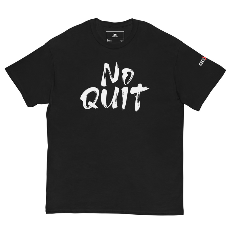 "No Quit" GDXFit Shoulder Unisex Classic Tee (shoulder logo) – S, Black
