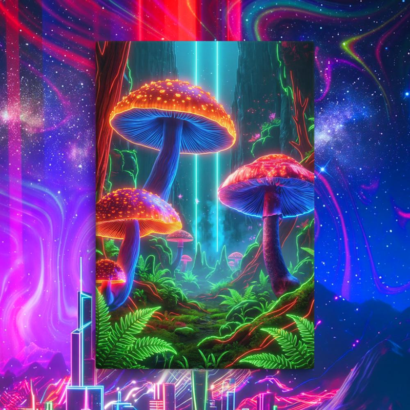 Mushroom Forest (Orange Caps) Canvas