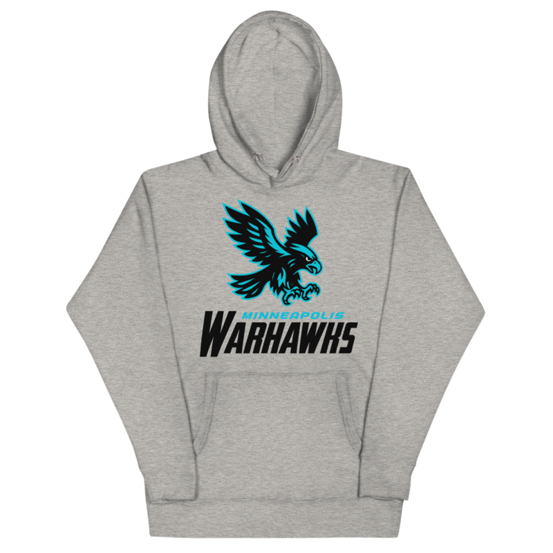 Minneapolis Warhawks - White Logo Hoodie – S, Carbon Grey