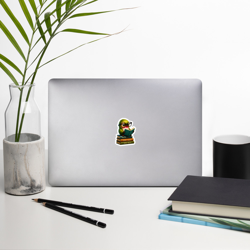 Tink-Studious Bird Reading Book Kiss Cut Sticker
