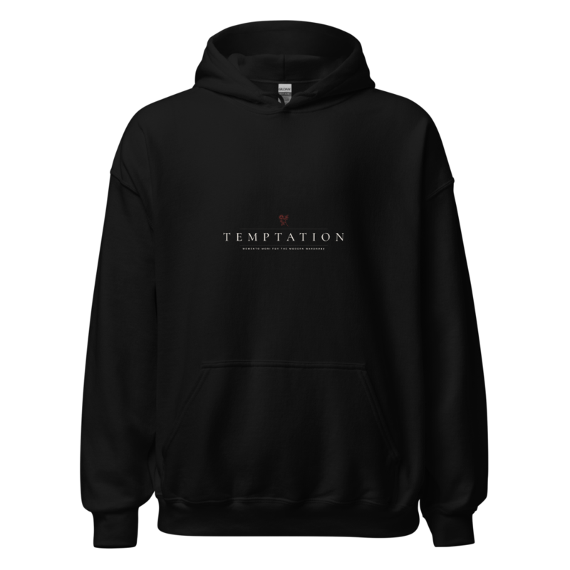 The Reckoning Hoodie — front, black colorway