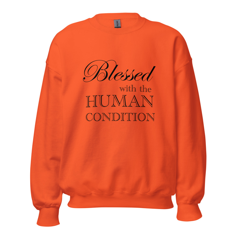 Blessed Unisex Sweatshirt Dark Letters – S, Orange