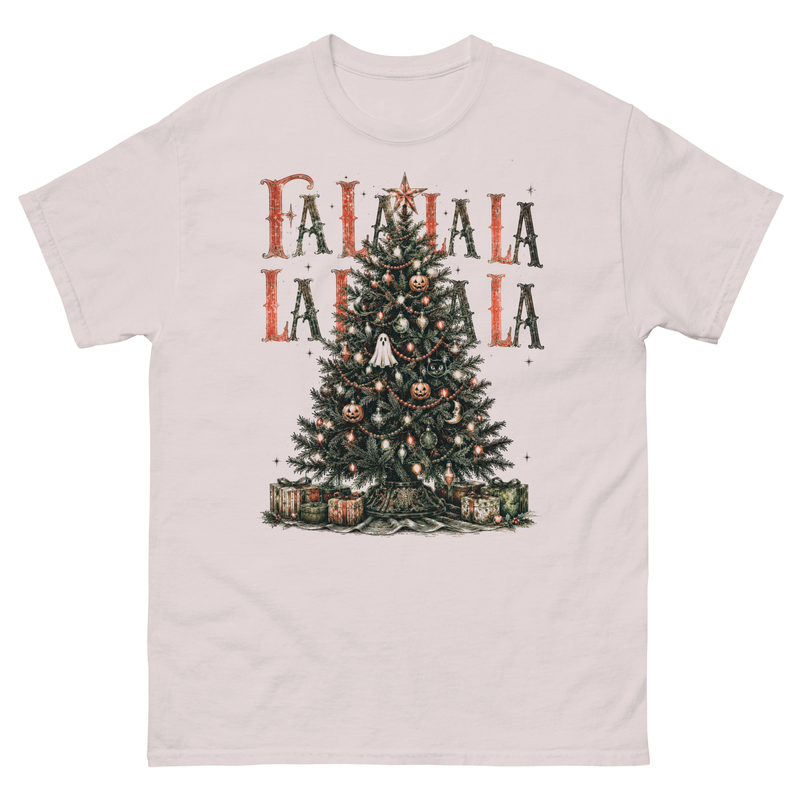 Spooky Christmas Tree Shirt, Vintage Halloween Holiday Tee – 3XL, Ice Grey