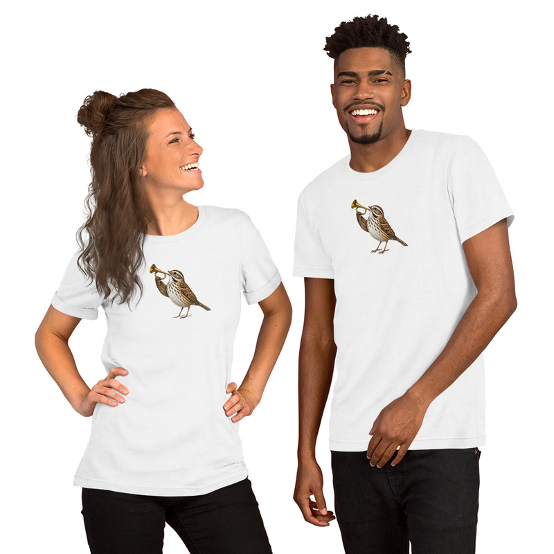 Song Sparrow Bird Horn Player Unisex T-Shirt