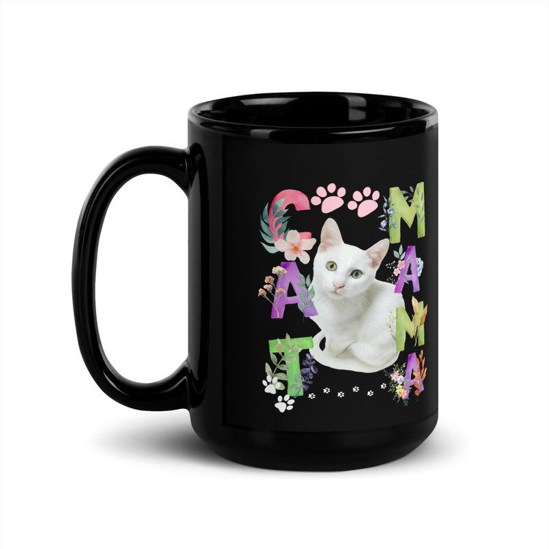 Black Glossy Mug: Cat Mama – 15 oz, Black
