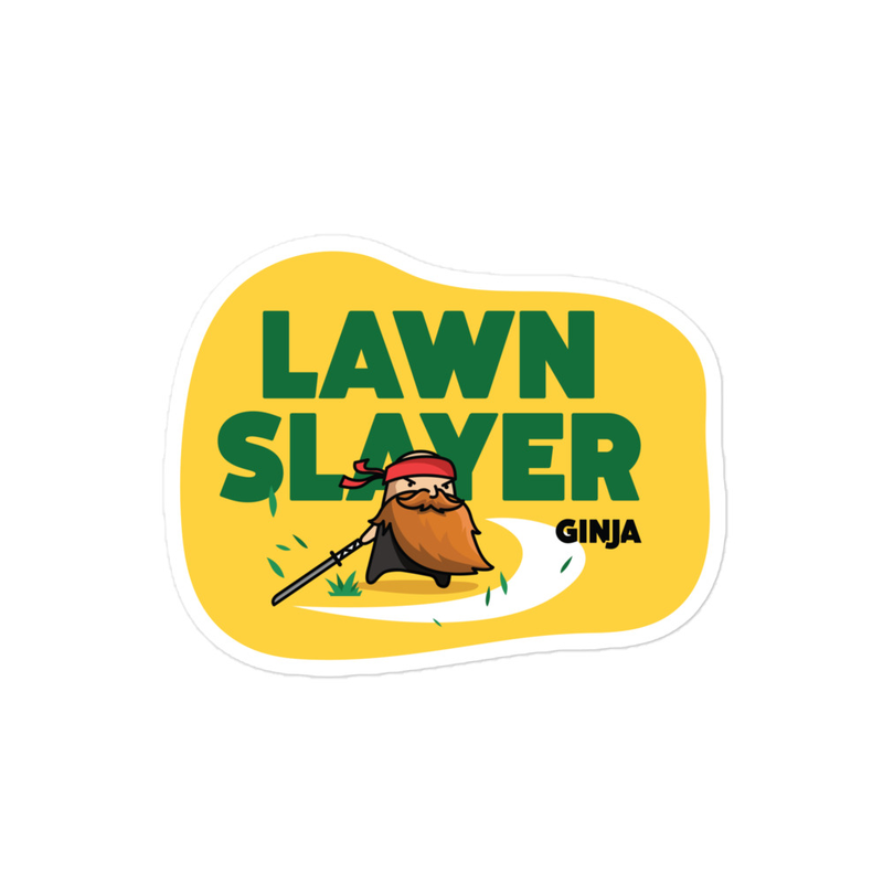 Lawn Slayer Green Print Sticker – 4″×4″, White