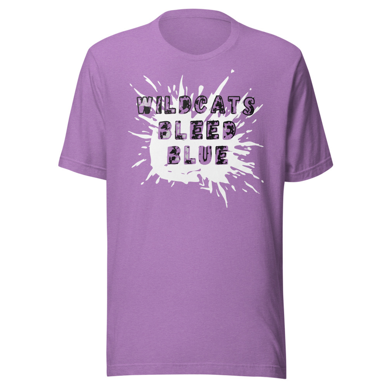 Wildcats Bleed Blue Unisex t-shirt – L, Heather Team Purple