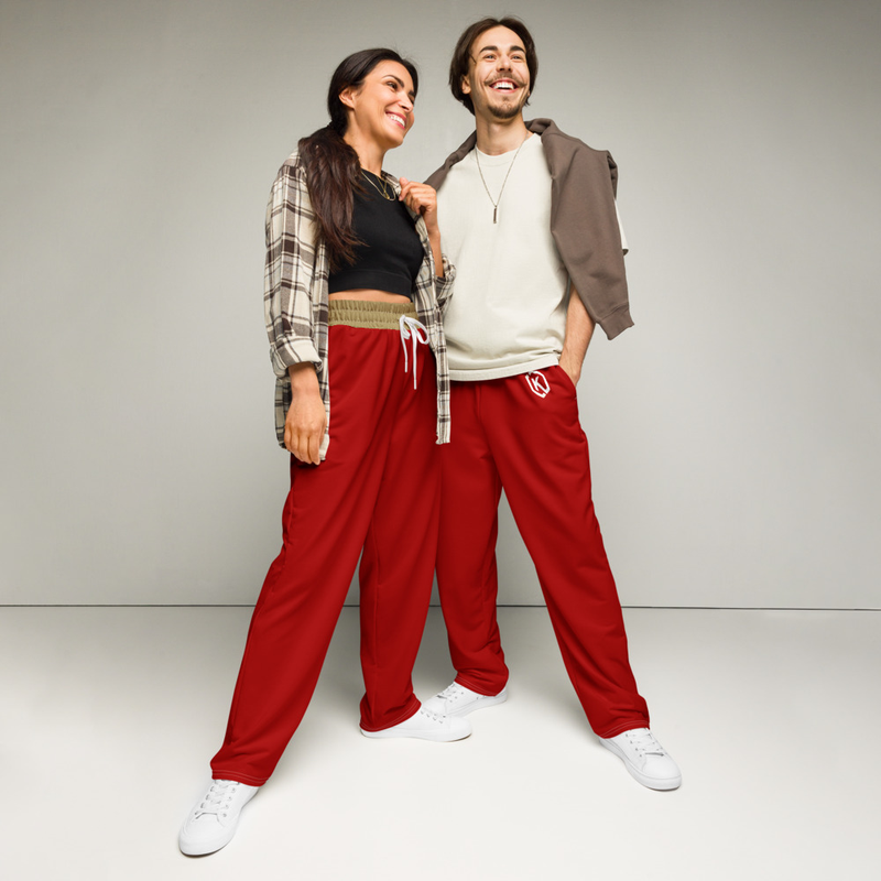 Kicxs Wide-Leg Joggers - Burnt Red/Gold