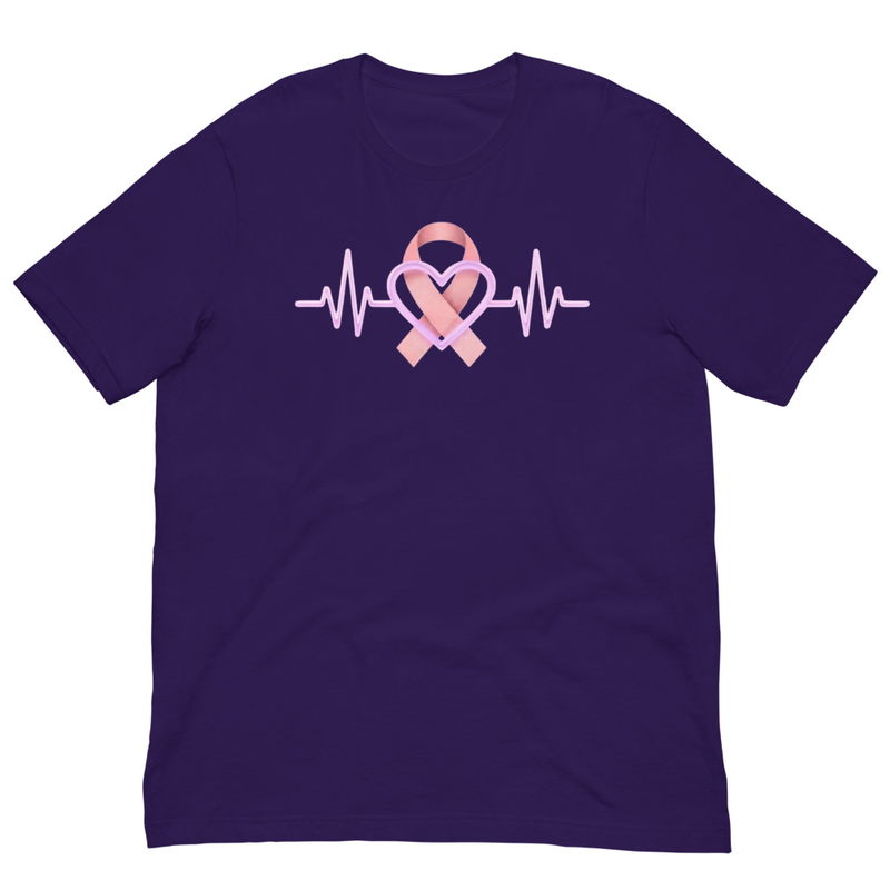 Check On Your Mom Ribbon and Heartbeat t-shirt – XL, Team Purple