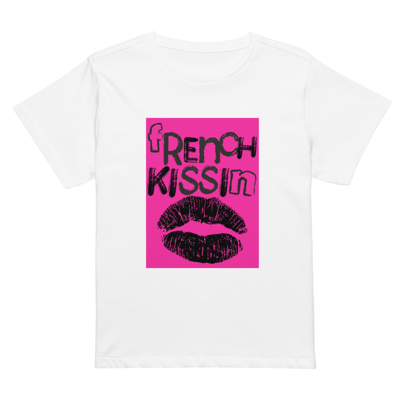 French Kissin' in the USA Graphic Tee - Neon Pink Lip Print by Disco Dollie