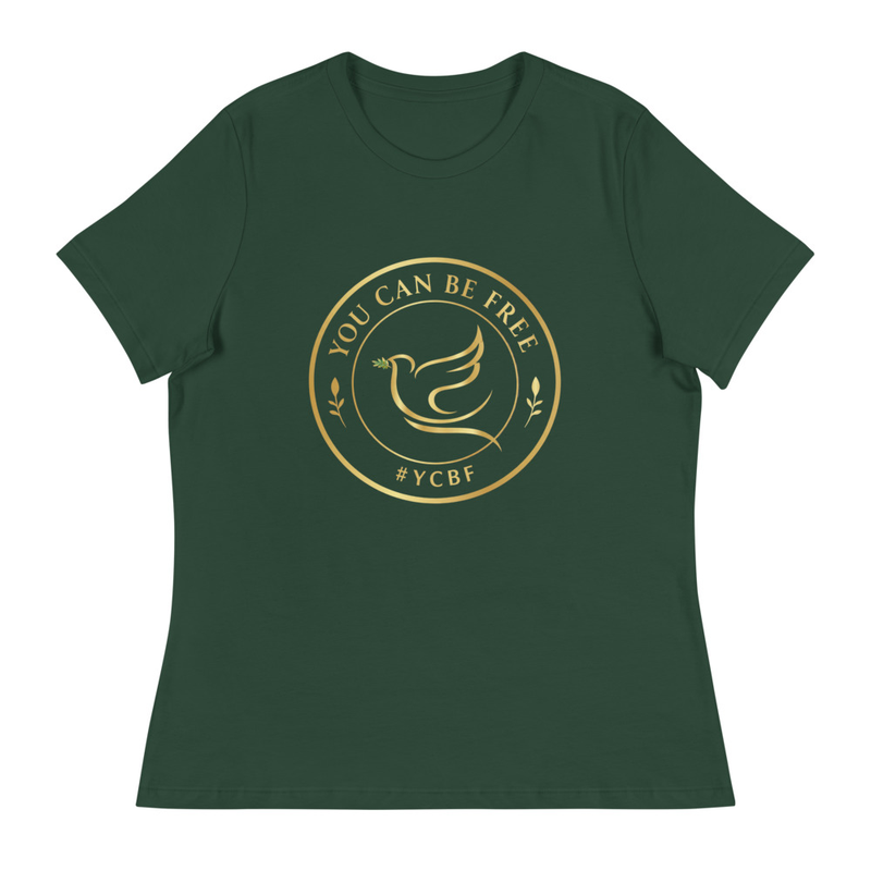 YCBF Women's Gold Freedom Emblem Tee – XL, Forest Green