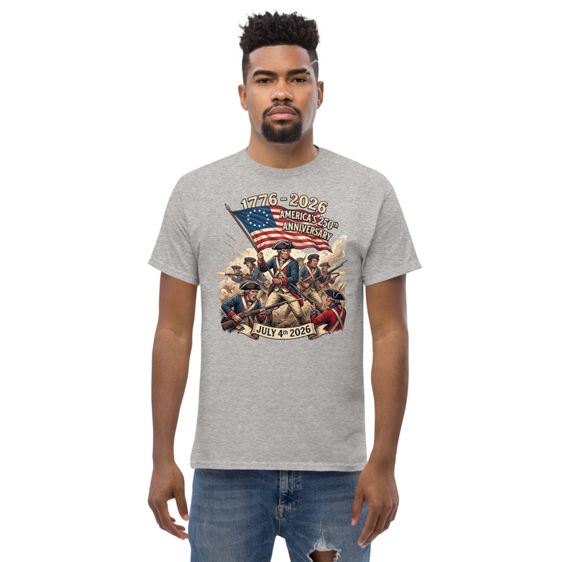 USA 250 | Revolution Unisex Classic Tee – XL, Sport Grey