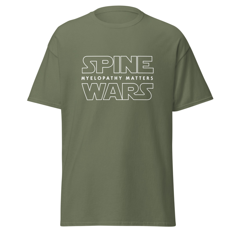 Spine Wars Myelopathy Matters White Pin Print T – XL, Military Green