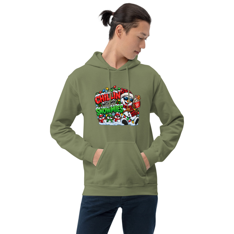 Chililn with my Snowmees Unisex Hoodie – XL, Military Green