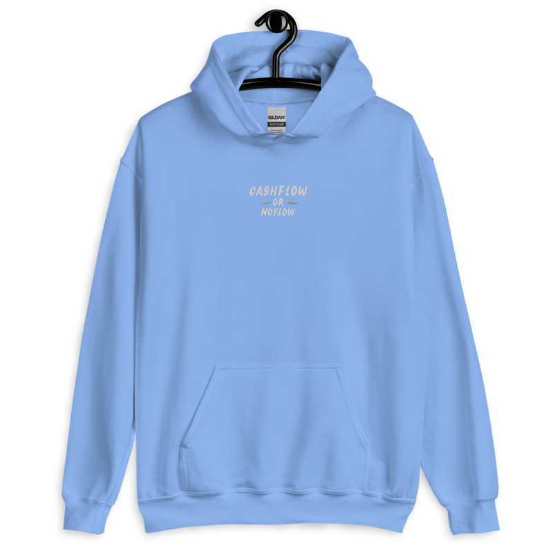 #CashflowOrNoflow Embroidered Hoodie – XL, Carolina Blue
