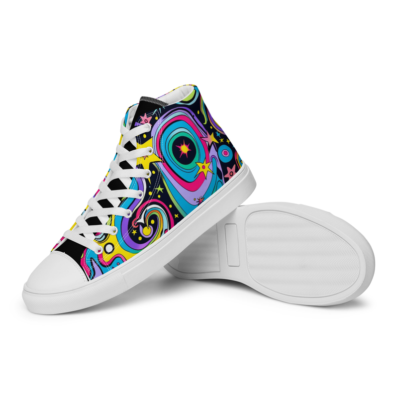 Stargaze - Black and Spacey Men’s high top canvas shoes