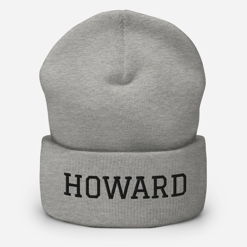 Cuffed Beanie (Black font) – One size, Heather Grey