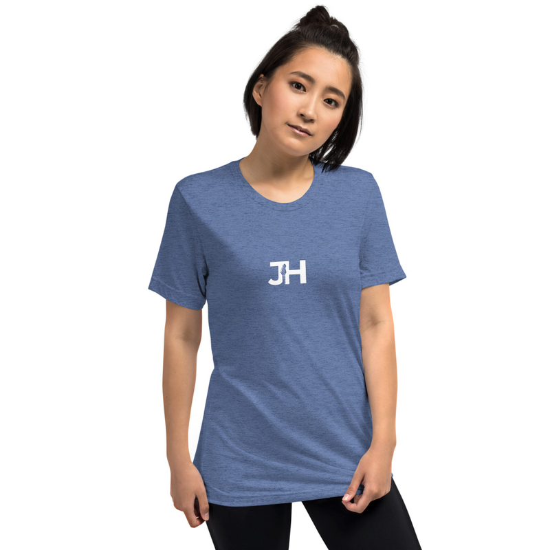 White JH Logo Adult Tri-Blend Short sleeve t-shirt – 2XL, Blue Triblend