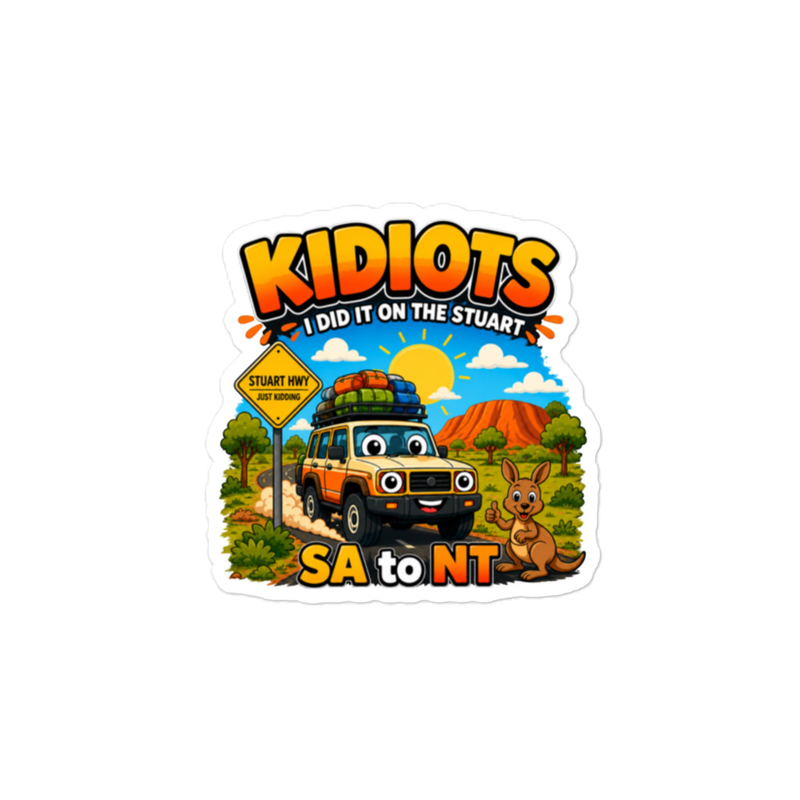 KIDIOTS Sticker – 4″×4″, White