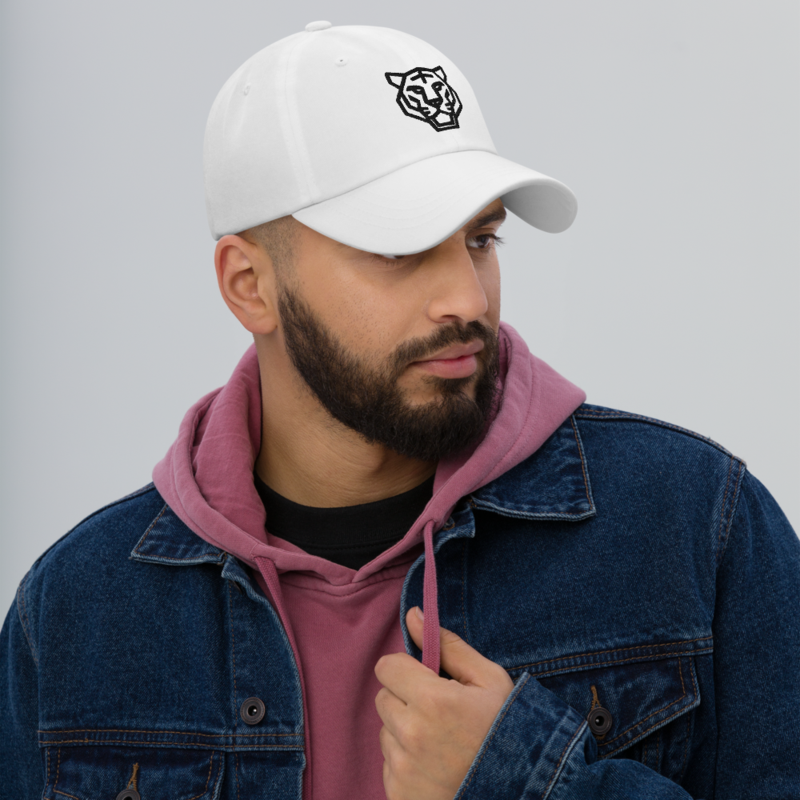 Tiger Head Dad Hat – White Unstructured Low Profile