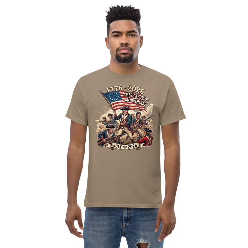 USA 250 | Revolution Unisex Classic Tee – XL, Brown Savana