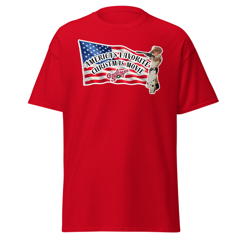 America's Favorite Christmas Movie Flag  With Ralphie T-Shirt – XL, Red
