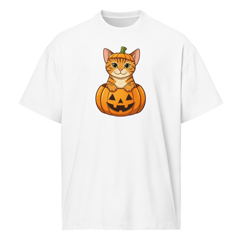 Cheetoh Cat Jack-O-Lantern Men's Box Tee