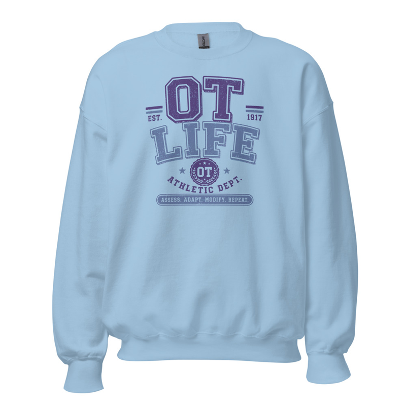 Crewneck: Purple OT Life | Occupational Therapy Crewneck Sweatshirt – 3XL, Light Blue