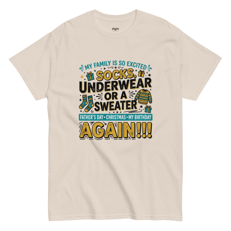 socks, underwear and sweater funny T- Shirt – XL, Natural